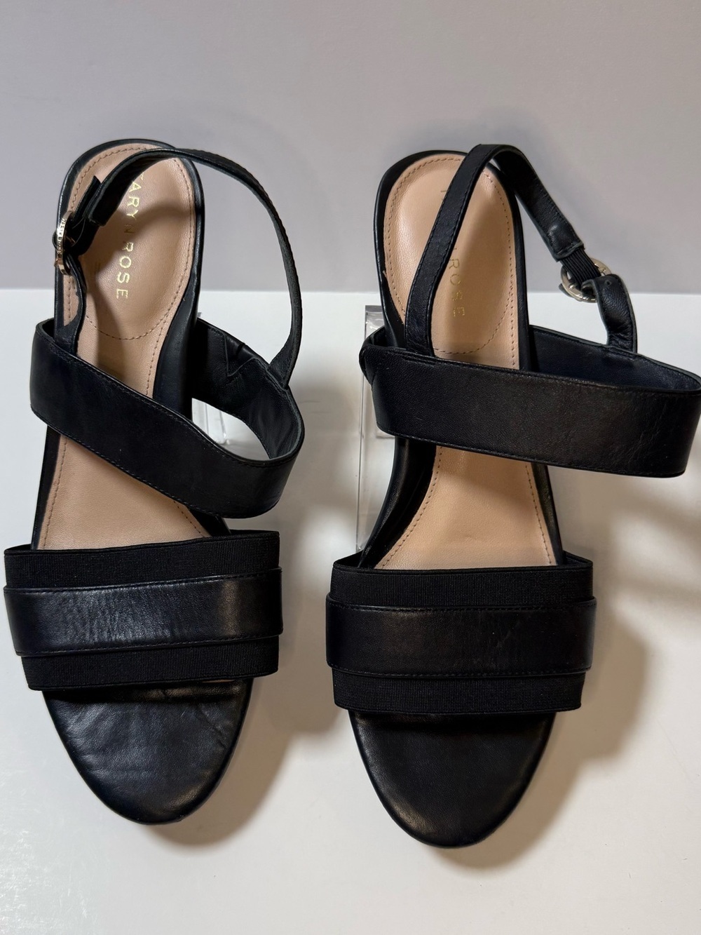 Taryn Rose Black Wide-Strap Slingback Sandals - Picture 3 of 11